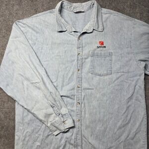 Vintage 90s Saturn Motors Denim Shirt XXL USA Made Embroidered GM Auto Logo